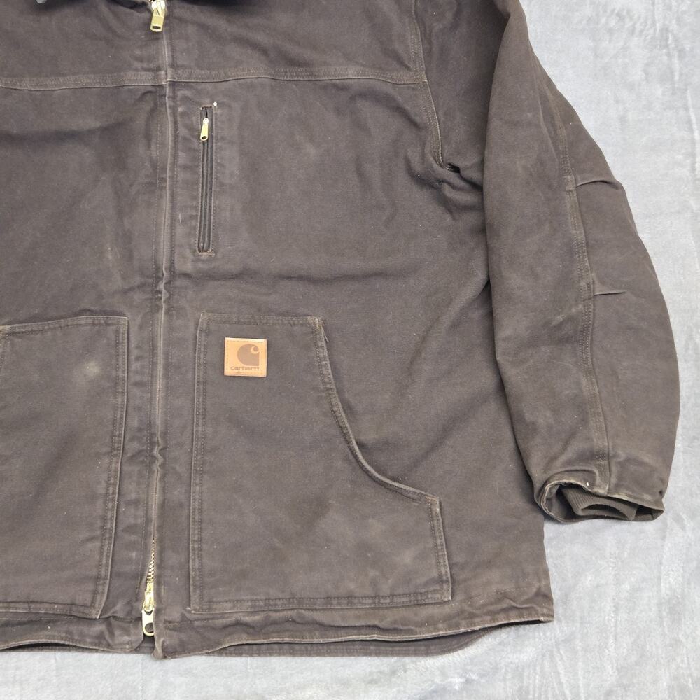 Carhartt Dark Brown C61 Sandstone Ridge Jacket Size 2XL Sherpa Lined Workwear - Picture 4 of 14